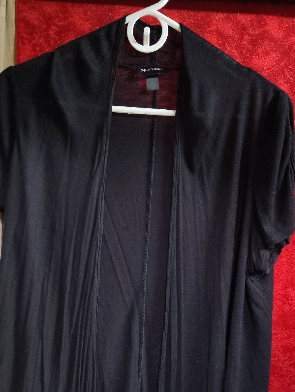 Studio Black Open-Front Lightweight Draped Cardigan